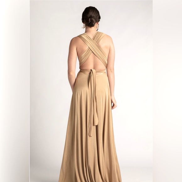 L'ATISTE by Amy Multiway Infinity Convertible Dress, Champagne Gold Size S - Picture 2 of 14